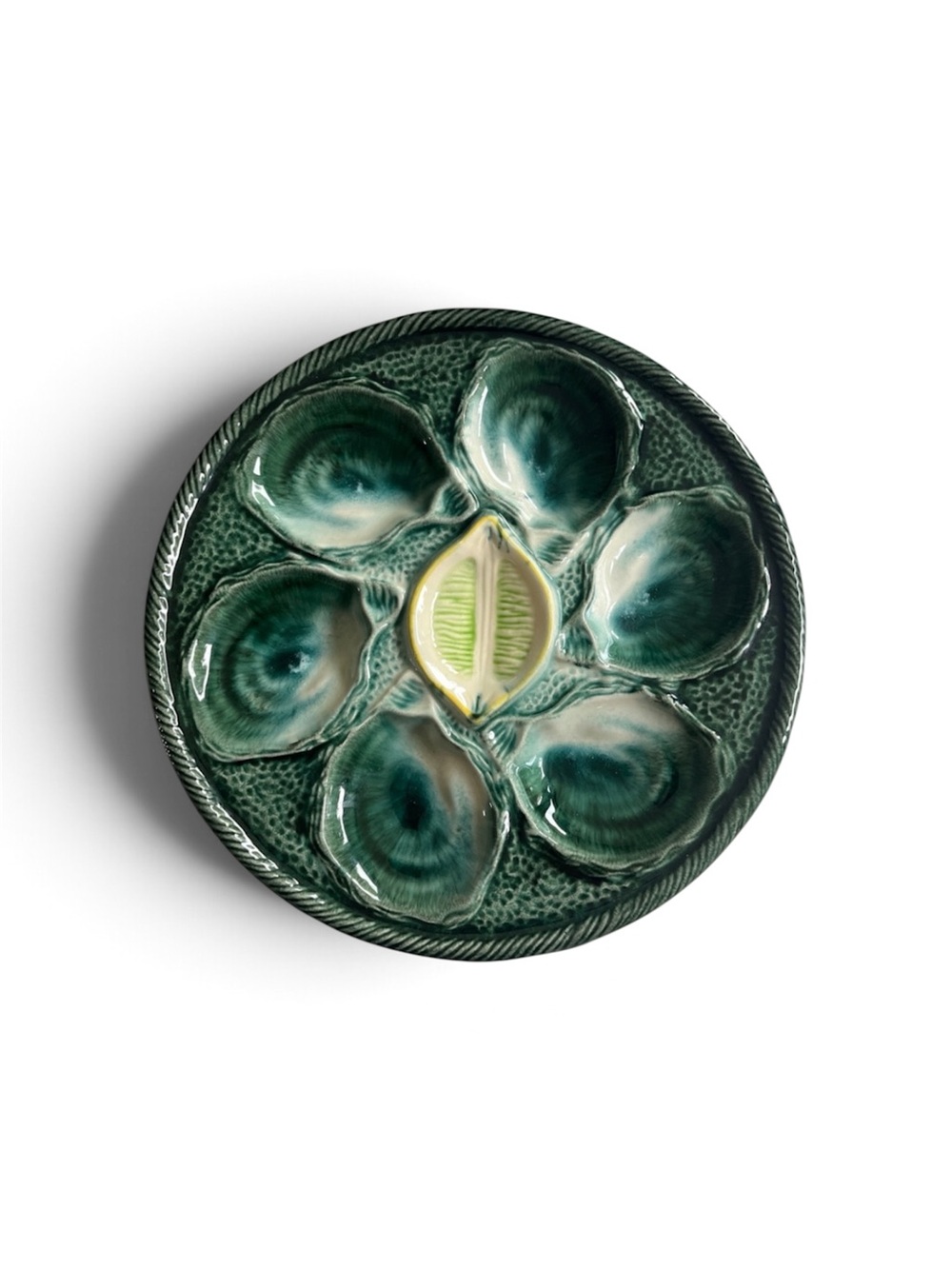 St Clément, France French Majolica Oyster Plate. 1930. Trompe L’Oeil.